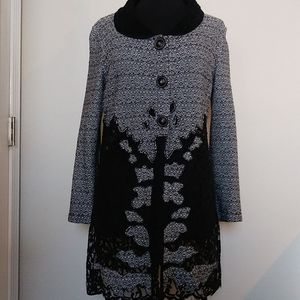 Zozo Sweater grey with black lace trim size M